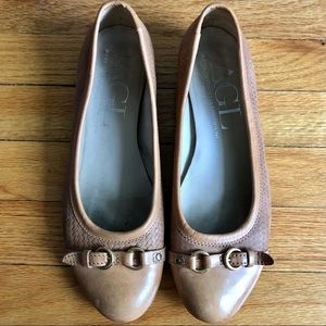 AGL caramel leather flats